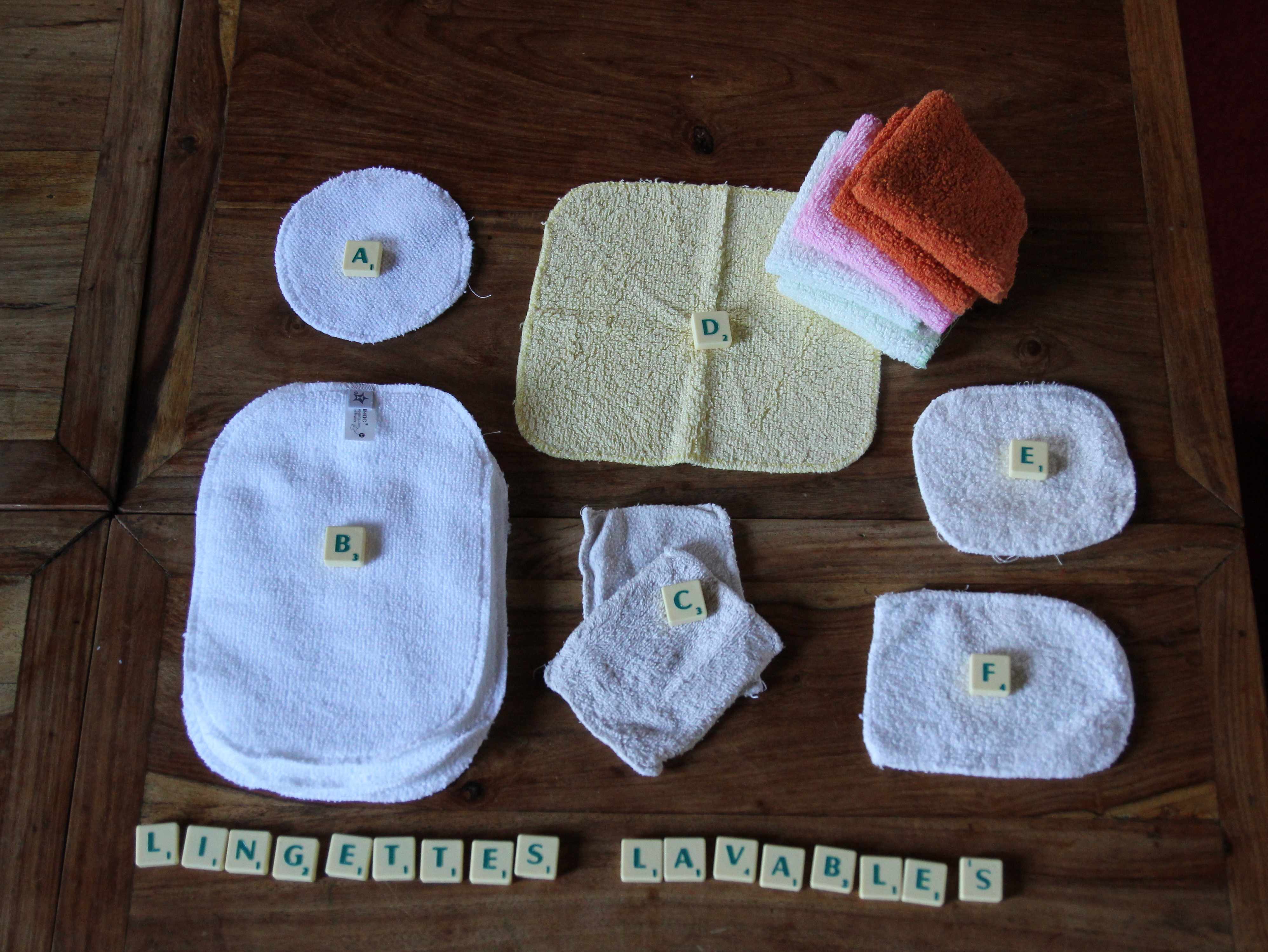 Les tendances d'Emma - Lot de 5 carrés bébé lavables - Boutique bio